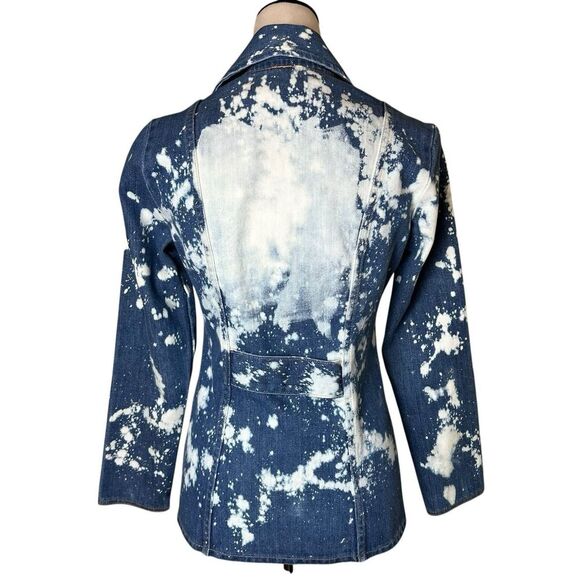Vintage Wrangler Bleached Denim Blazer Jacket S | Western Grunge Streetwear - Picture 3 of 8